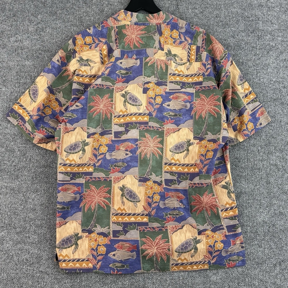 Tori Richard Button Up Shirt Mens L Multicolor Turtle Palm Trees Hawaiian USA - Picture 8 of 11